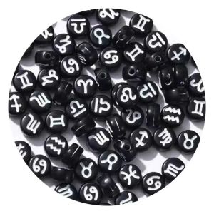 100-500PCS Mixed Zodiac Beads Acrylic Round Flat Spacer Constellation Beads For Jewelry Making Diy Bracelet Necklace Accessories