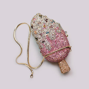 Delightful Cute Style Mini Handbag Elegant Evening Dress Match Diamond Decoration Lipstick Pocket Soft Synthetic Leather Bag