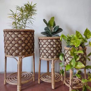 rattan # 2 /buri planters native set of 3
