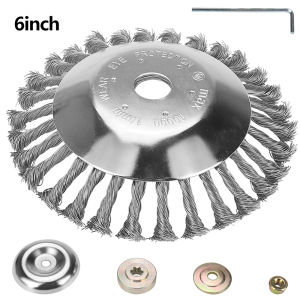 6/8 Inch Steel Wire Rotary Brush Cutter Trimmer Head Weeds Blade Compatible with String Trimmers for Moss Grass Rust Removal