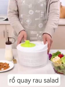 Rổ Quay Rau Cỡ Lớn 21cm Chính Hãng Làm Rau Củ Ráo Nước Nhanh Chóng Tiện Lợi Kết Cấu Chắc Chắn