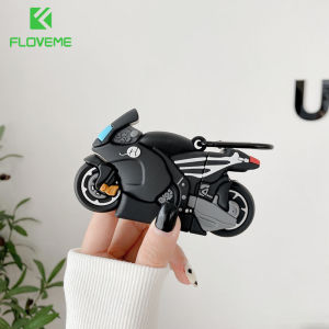 FLOVEME Creative Interesting 3D Motorcycle Silicone Earphone Case For Airpods 1 2 Airpods Pro With Keychain Shockproof Cover For Airpods 3 2021