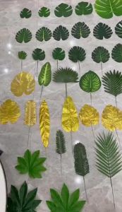 20pcs One set of multiple styles Tropical Palm Leaves Summer Monstera Artificial Silk Turtle Leaves for Home Hawaiian Luau Beach Wedding Party Decor Artificial Plants with Stems Tropical Palm Leaves Monstera Leaves Wedding Decorations Jungle Theme Party