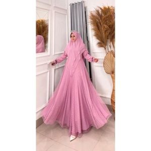 REALPICT COD GAMIS SYARI FREE HIJAB BAHAN CERUTY MIX TILE BUSUI LD 110 PB 140 BEST SELLER PREMIUM