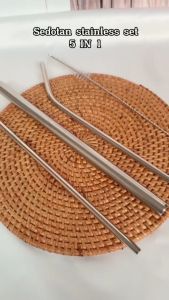 Adzkia35 Sedotan Stainles Steel Anti Karat dan Ramah Lingkungan 5 in 1