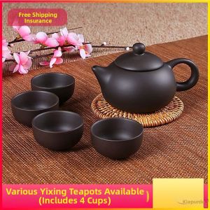 Single-user Teapot Cup Integral Handmade Purple Clay Tea Set 4 Units