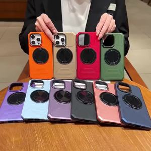 Magnetic Ring Stand Armor Phone Case for IPhone Air 17 16 E 15 13 18 Pro Max 14 Plus 16E for Magsafe 360° Rotating Holder Cover