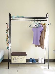 SPACEMADER Floor-standing Clothes Hanging Rack Drying Rack Bedroom Clothes Hanger Floor Drying Rack Double Rod Balcony Indoor