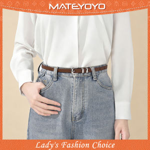 MATEYOYO Fashion Women Belts Super Thin Belt Retro Belt Elegant Slim Belt Soft Cow Leather Belt Adjustable Girls Ladies Long Straps Waistbands Dress Coat Alloy Buckle Leisure Belt 1.4cm Width