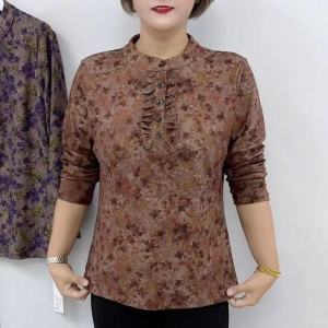 Áo Sơ Mi Dài Tay Rộng Rãi Thời Trang Mùa Thu Cho Phụ Nữ Trung Niên Có Nút Cổ Điển Áo Thun Thoải Mái Mặc Đi Làm