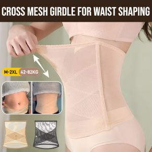 Cross Mesh Girdle For Waist Shaping Slimming Tummy Control Back Support Body Shaping Belt Lightweight Breathable