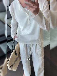 HUALUNDESIGN | Translucent Linen Rayon UV Protection Mens Long Sleeve T-Shirt
