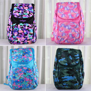 Smiggle Australia Student Backpack Purple Flip Cover Double Shoulder Canvas Bag Stress Relief School Bag with Secret Compartment