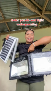 【BUY 1 TAKE 4】100000W Solar Flood Light with solar panel with Remote Control  IP68 Waterproof  30 years warranty