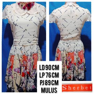 DRESS LENGAN PENDEK PUTIH(SHERBET) 165