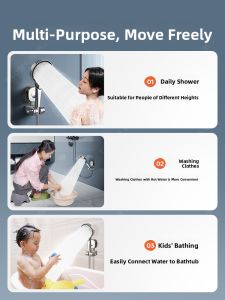 TAOSHI | Adjustable Wall Mount Shower Arm with Suction Cup for Kids