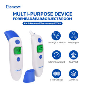 Berrcom 3 in 1 Forehead & Ear & Indoors Non-contact Thermometer with Two Color Back-light Body / Object Touch-less Digital Thermometer with Fever Alert