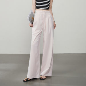 ESE·Y | Ice Silk Wide Leg Pants High Waist Drapey Straight Leg Slimming Black Casual Pants