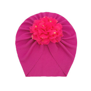 Big Blossom Flower Ribbed Turban Baby Hats Topknot Cotton Cap Toddler Boy Girl Headwraps Bonnet Newborn Beanies Kids Accessories