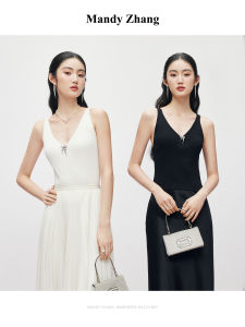 Slimming V-Neck Beaded White Camisole Spring/Summer