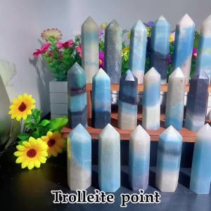 1 Tháp Pha Lê Trolleite Màu Xanh Tự Nhiên Được Chạm Khắc Bằng Tay Mẫu Vật Khoáng Chất Obelisk Để Trang Trí Nhà/văn Phòng/alter