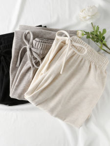 Quần Ống Đứng Cạp Cao Bằng Nếp Nhăn Mì Tinh Nữ Mùa Xuân Quần Thể Thao Thường Ngày Rộng Rãi Thoải Mái