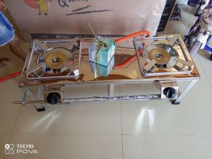 kompor gas 2 tungku besar besi stenlis rakitan plus selang regulator wuzz