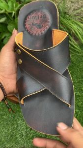 Sandal Kulit Pria Dewasa Slop Full Kulit 100%-D43 Coklat