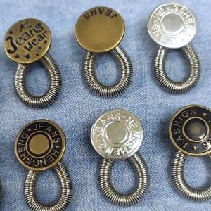 10Pcs Waist Extenders Magic Metal Button Extender for Pants Jeans Free Sewing Retractable Adjustable Waist Expand Spring Buckle