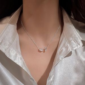 🔥C.three Elegant Tulip Gemstone Pendant Necklace For Women Crystal Gold Silver Chain Choker Accessories Jewelry