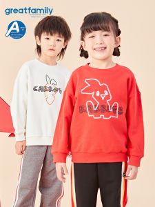 Great Family | Designer Round Neck Dropping Shoulder Color Contrasted Embroidery Sweatshirt Children