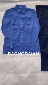 Quần áo bảo vệ cộc tay màu xanh đậm (áo kate mỹ - quần kaki thành công)