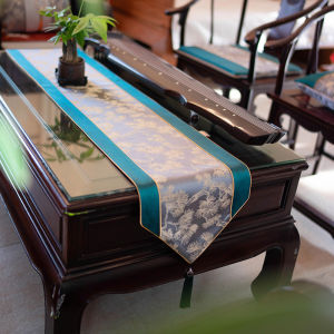 New Chinese Style Table Flag Luxury High End Tea Table Cloth Long Green Cover Towel Premium Bed Flag Tea Ceremony
