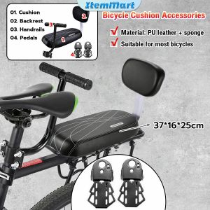 ItemMart Bicycle Back Seat Saddle Soft Cushion PU Leather Handle Bar & pedal Black