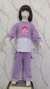 Setelan Melody Tali Serut Knit Caramel Anak Usia 3 - 10 Tahun / One Set Kombinasi Motif Karakter Celana Cargo Terbaru