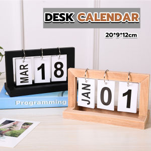 BIBLIO Desk Calendar Wooden Home Decoration Simple Style Room Decoration Creative Desktop Calendars Black