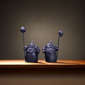 New Chinese Style Home Protection Door Gods Hum Hah Duo General Resin Figurines Retro Simple Statue Hum Hah Duo Desktop Decorations