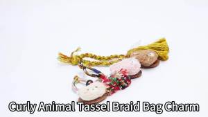 Cute Plush Rabbit Keychain Curly Animal Tassel Woven Backpack Charm Womens Car Key Decoration Jewelry Gift