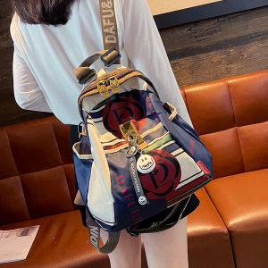 Trendy Large Capacity Oxford Cloth Backpack for Women Travel Casual Versatile Printed Ladies Bag Bookbag Soft British Style