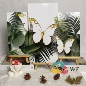 TENNESY Hiasan Dinding Aesthetic 1 Set Bunga Tropical Butterfly Leaves Flowers Wall Decor Rumah