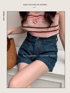 High Waist A-Line Short Jeans Womens Style Kabodo83381 Summer Cotton Stretch Fabric Multi Pocket Cool Feeling Hot Pants