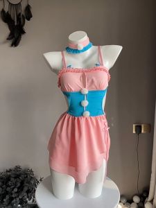 ชุดคอสเพลย์เซ็กซี่ ชุดนอนไม่ได้นอน สายเดี่ยวแต่งระบาย กระโปรงเว้าเอว ด้านหลังมีตะขอปรับได้ สวย เซ็กซี่