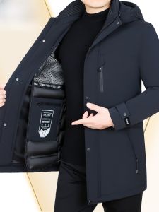 Pierre Cardin Mens down Jacket Parka Mid-Length Removable Inner Liner Goose down Waterproof Windproof Warmth Business Casual