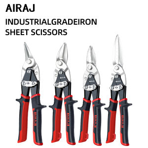 AIRAJ 10/12 Inch Aviation Scissor Toughbuilt Metal Sheet Cutting Multifunctional Scissors with Graduated Ruler EDC Hand Tools