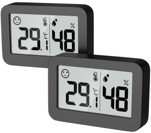 2 Chiếc Màn Hình LCD Kỹ Thuật Số Đo Nhiệt Độ Độ Ẩm Cảm Biến Trong Nhà Nhiệt Kế Màu Đen/Trắng Nhiệt Kế Đo Độ Ẩm Cho Phòng Gia Đình Treo Tường