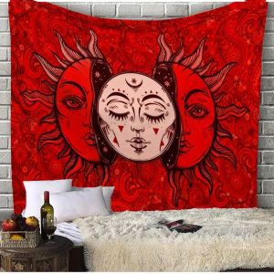 VIKAMA Tím Hồng Ba Mặt Trời Mặt Trăng Tấm Thảm Treo Tường Thiên Nữ Phù Thủy Gothic Trang Trí Nhà Mềm Mại Bền Polyester Tác Phẩm Nghệ Thuật