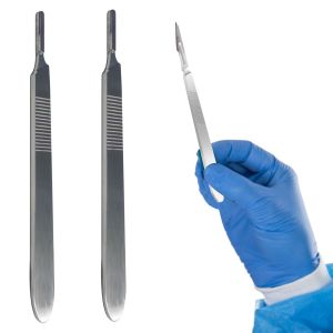 Scalpel Handle #3 Fits Blades No10 11 12 15 Stainless Steel Lightweight Knife Handle for Laboratory Hospital Thickened Handle