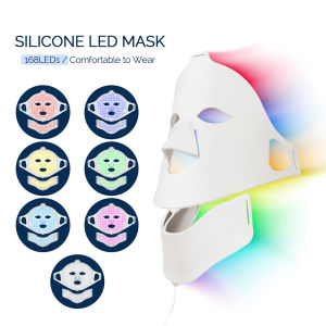 Foreverlily Face Neck Silicone LED Mask 7 Colors LED Light Photon Therapy 3D Flexible Facial Beauty Mask Skin Brighten Skin Care