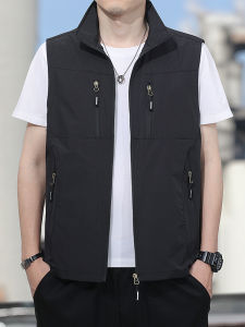 CHAFEI | Mens Multi-Pocket Outdoor Fishing Hiking Photographer Vest Jacket Oversized Standing Collar