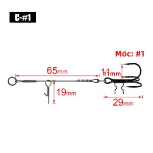 Lưỡi Câu Cá Hồi Cá Chó Cá Tầm Bằng Thép Carbon Cao Cấp Spinpoler T-Treble Stinger Rig # 1/ # 1/0 Cho Phụ Kiện Mồi Câu Mềm Bằng Cao Su 3 Chiếc